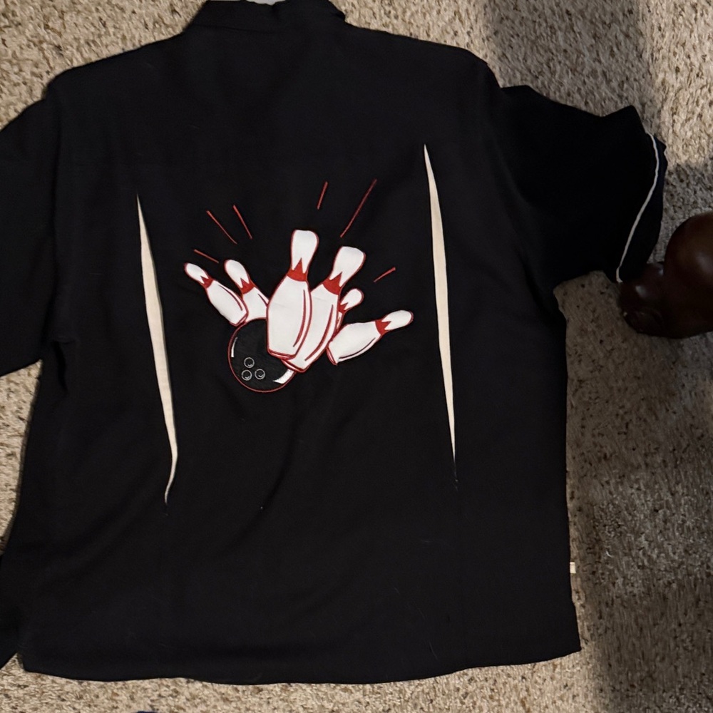 Black Men's Shirt bowling motif unisex